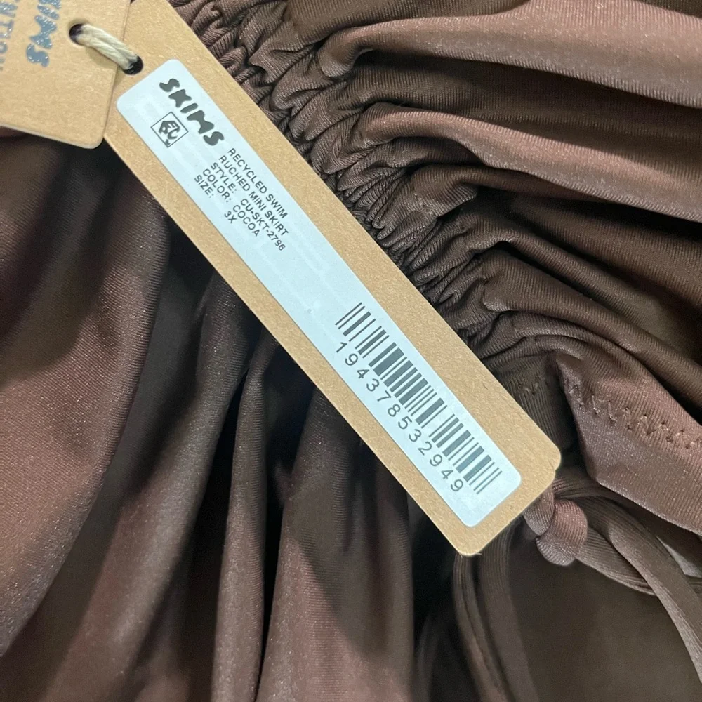 SKIMS COCOA RUCHED MINI SWIM SKIRT NWT SIZE 3X